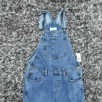 Old Navy Slouchy Straight Non Stretch Denim Jean Overalls Cotton Girls XL 14-16