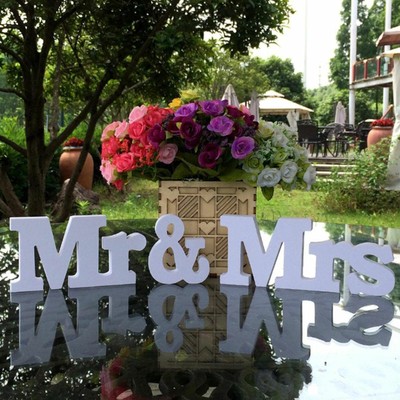 Mr and Mrs Wedding Wooden Sign Wood Letters Decor Table Top Standing Party Props