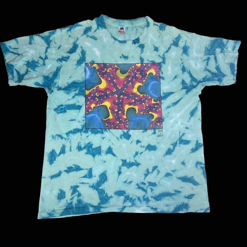 VTG 90s Fractal T Shirt XLarge Tie Dye Art Trippy
