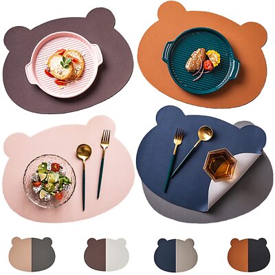 Tischset Kinder 4Pcs Platzmatten Abwaschbar Leder Tischuntersetzer Platzdecke...
