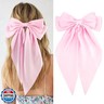 Velscrun Hair Bows for Women Girls Pink Silky Satin Large Coquette Hair Bow Oversized Hair Ribbons Big Hair Bows Clip Long Tail Bowknot Hair Barrettes Halloween Christmas Hair Accessories