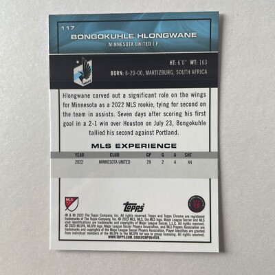 2023 Topps Chrome MLS #117 Bongokuhle Hlongwane RC