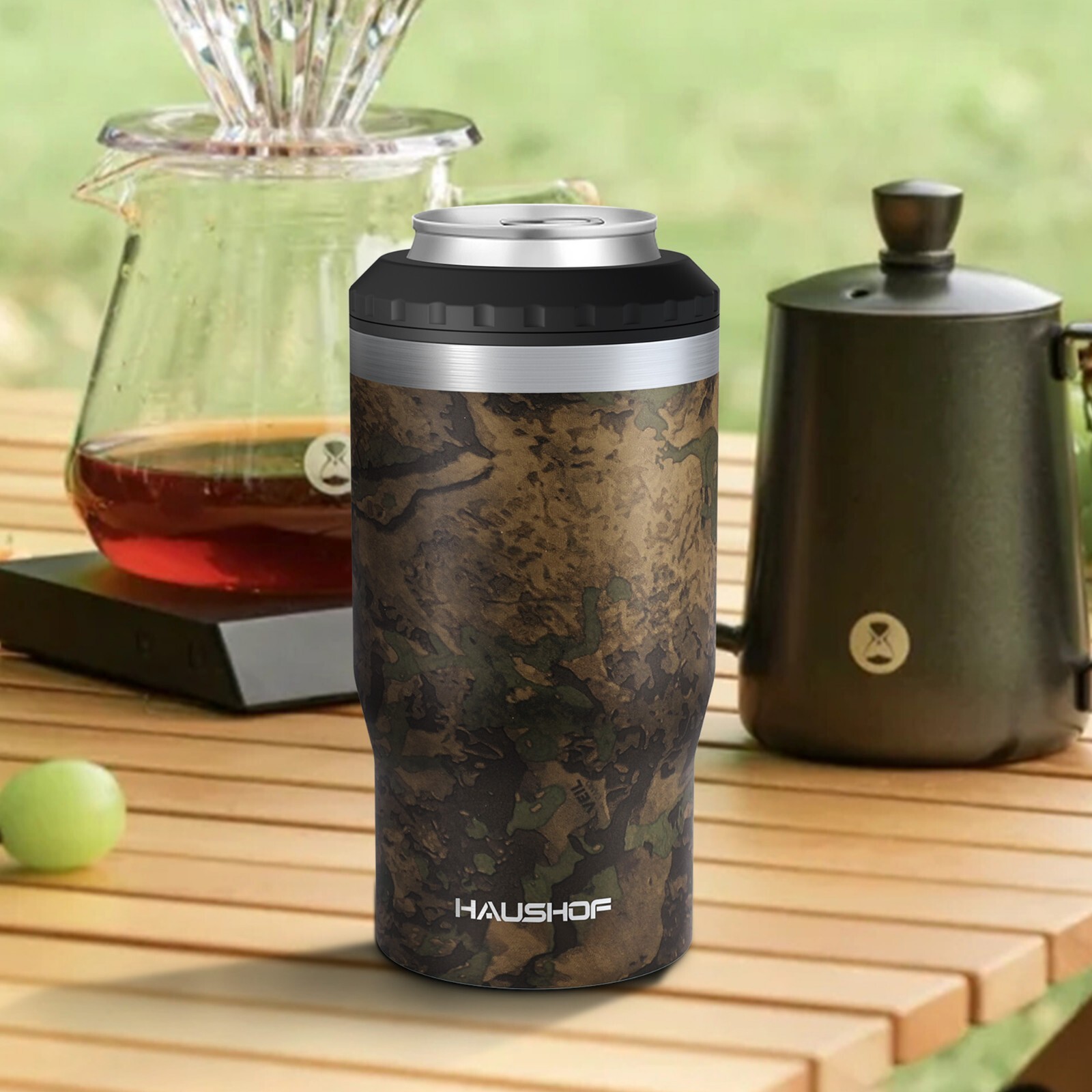 HAUSHOF 12OZ Can Cooler 4 in 1 Insulated 	Stainless Steel  Lightweight Slim Can