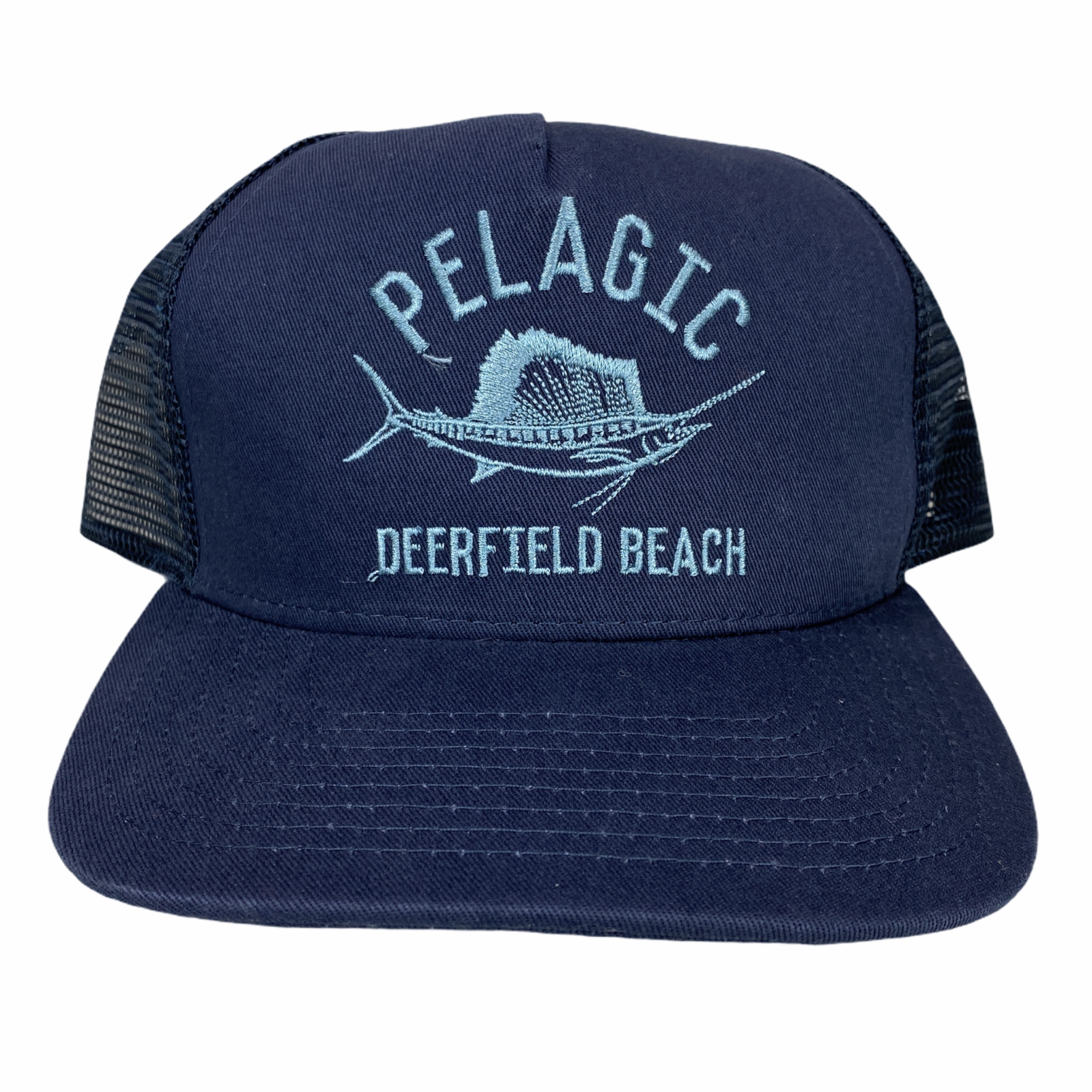 Кепка PELAGIC Deerfield Florida Sailfish Snapback Кепка дальнобойщика с сетчатой спинкой Blue Fish