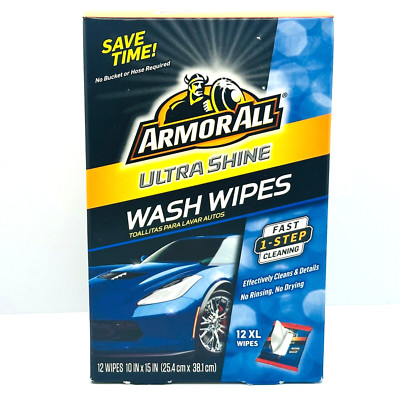 Armor All Ultra Shine Car Wash Wipes ArmorAll - 12 XL Extra Large Wipes - Sealed