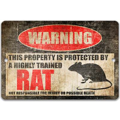 Rat Property Protected Sign Animal Decor, Pet Rodent Warning Cage Gift, Z-PIS289