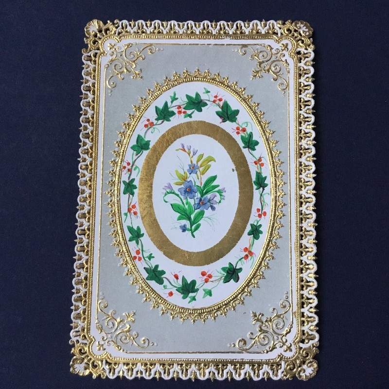 Image Pieuse GaufrÃ©E DorÃ©E DatÃ©E 1868 Famille DâAboville Holy Card Santino 19thc