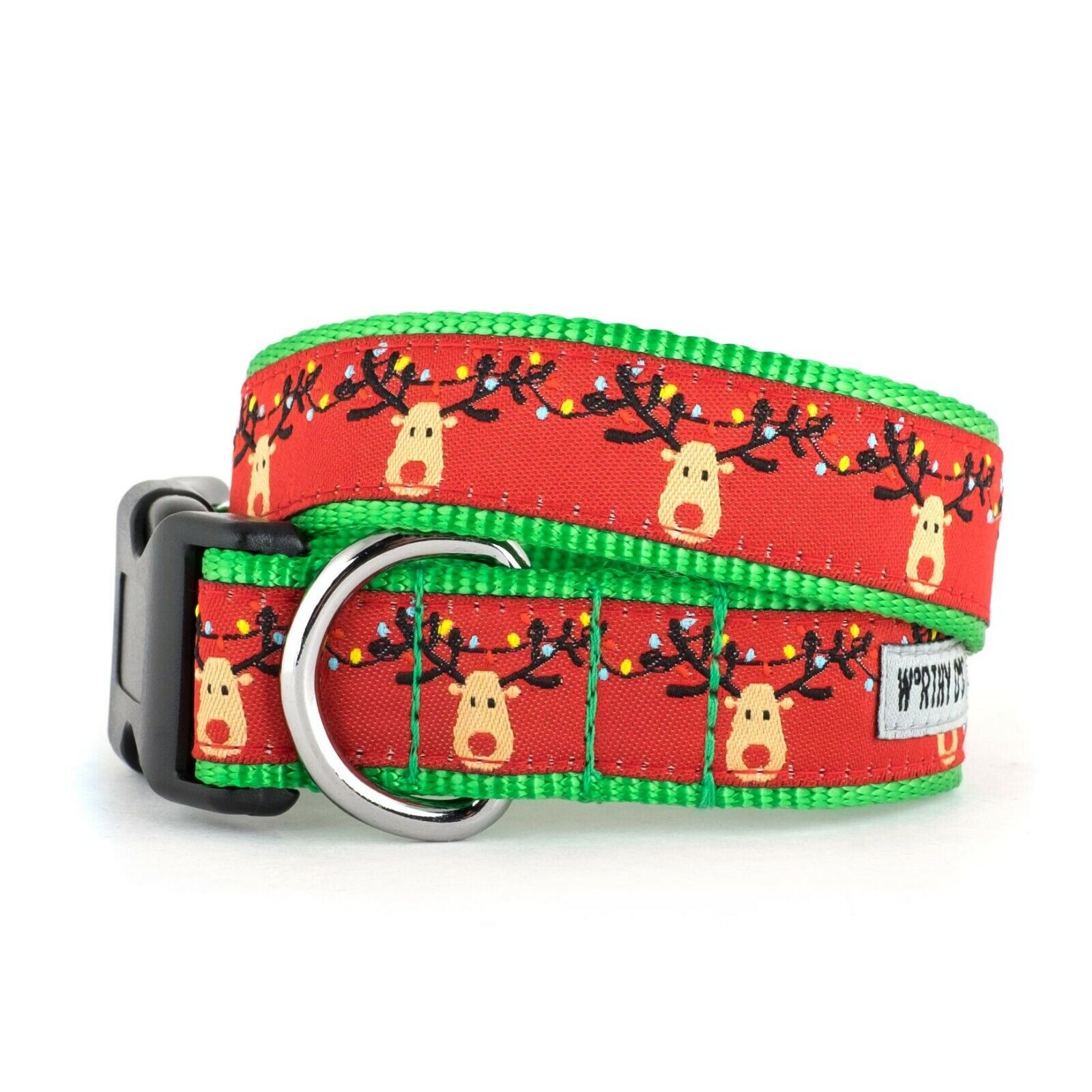 THE WORTHY DOG Rudy Dog Pet Nylon Collar, Red Sizes XS-XL