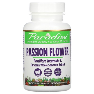 Paradise Herbs European Passion Flower 60 растительных капсул Вегетарианские