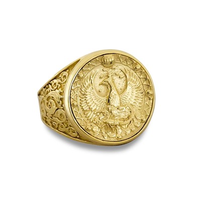 Real 18K Yellow Gold Scorpio Ring, Zodiac Sign Mens Gold Coin Astrology Ring