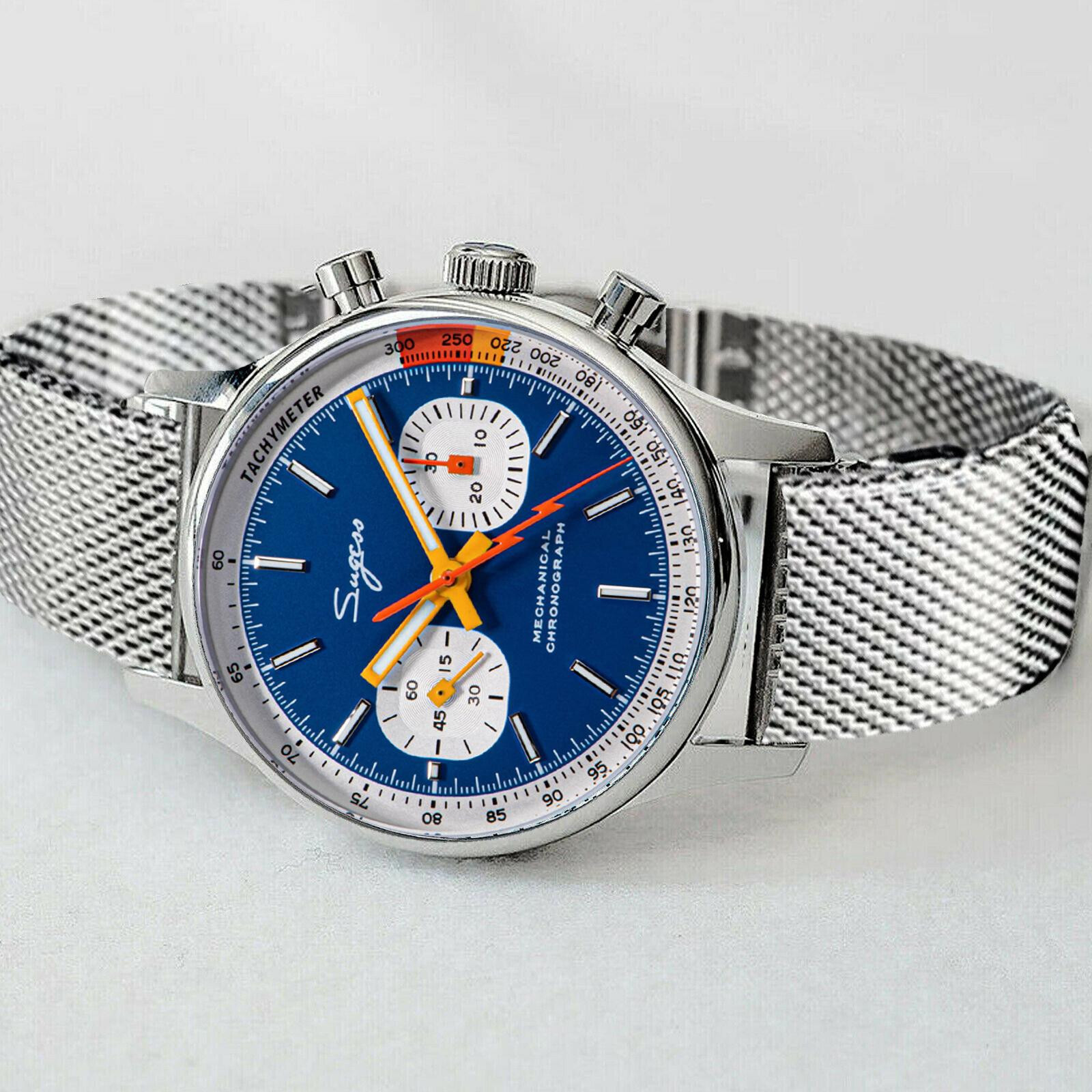 Pre-owned Sugess Chrono Walker Swan Neck Enamel Dial Chrono Watch Seagull 1963 Suchp007m V