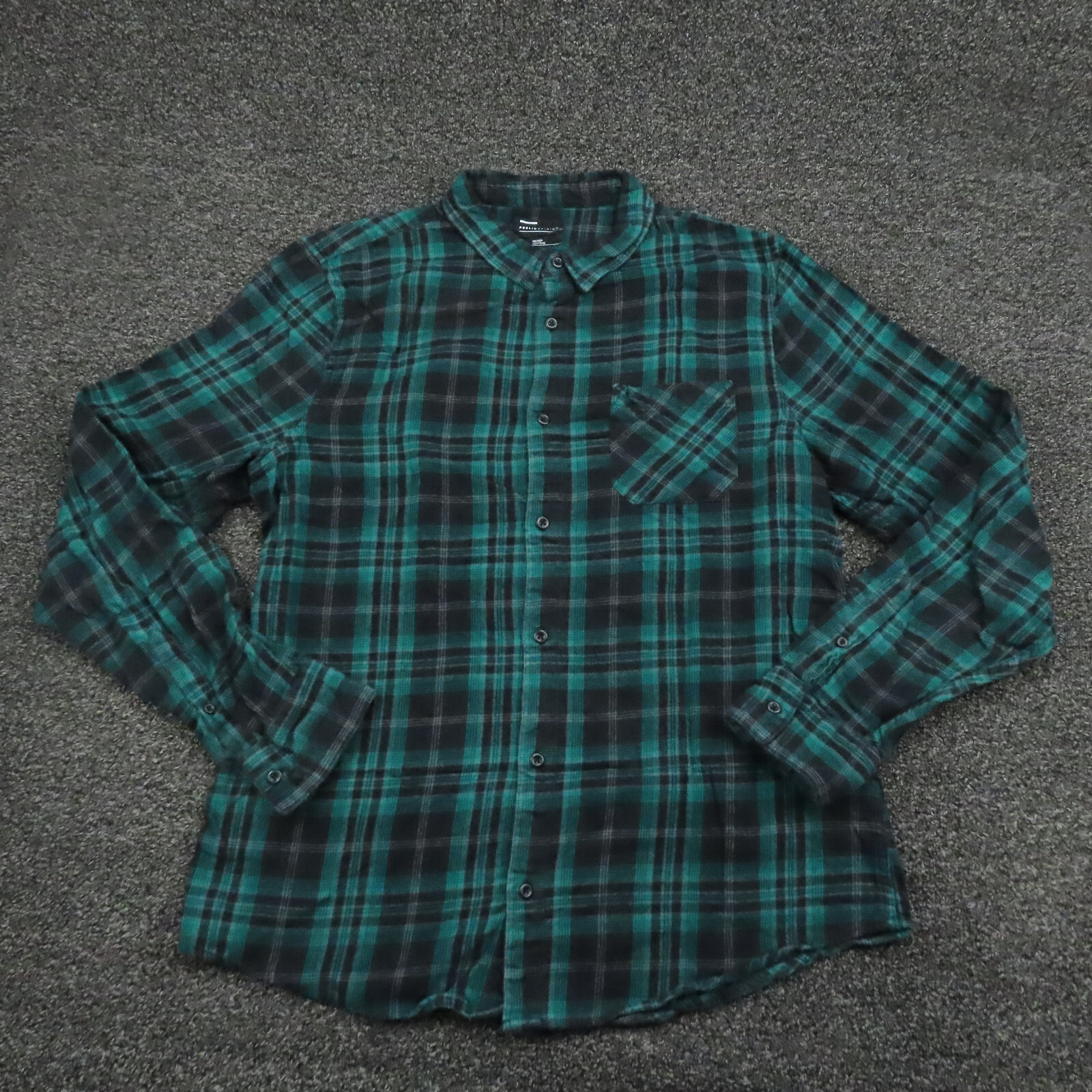Public Opinion Shirt Adult XL Extra Large Blue & Black Plaid