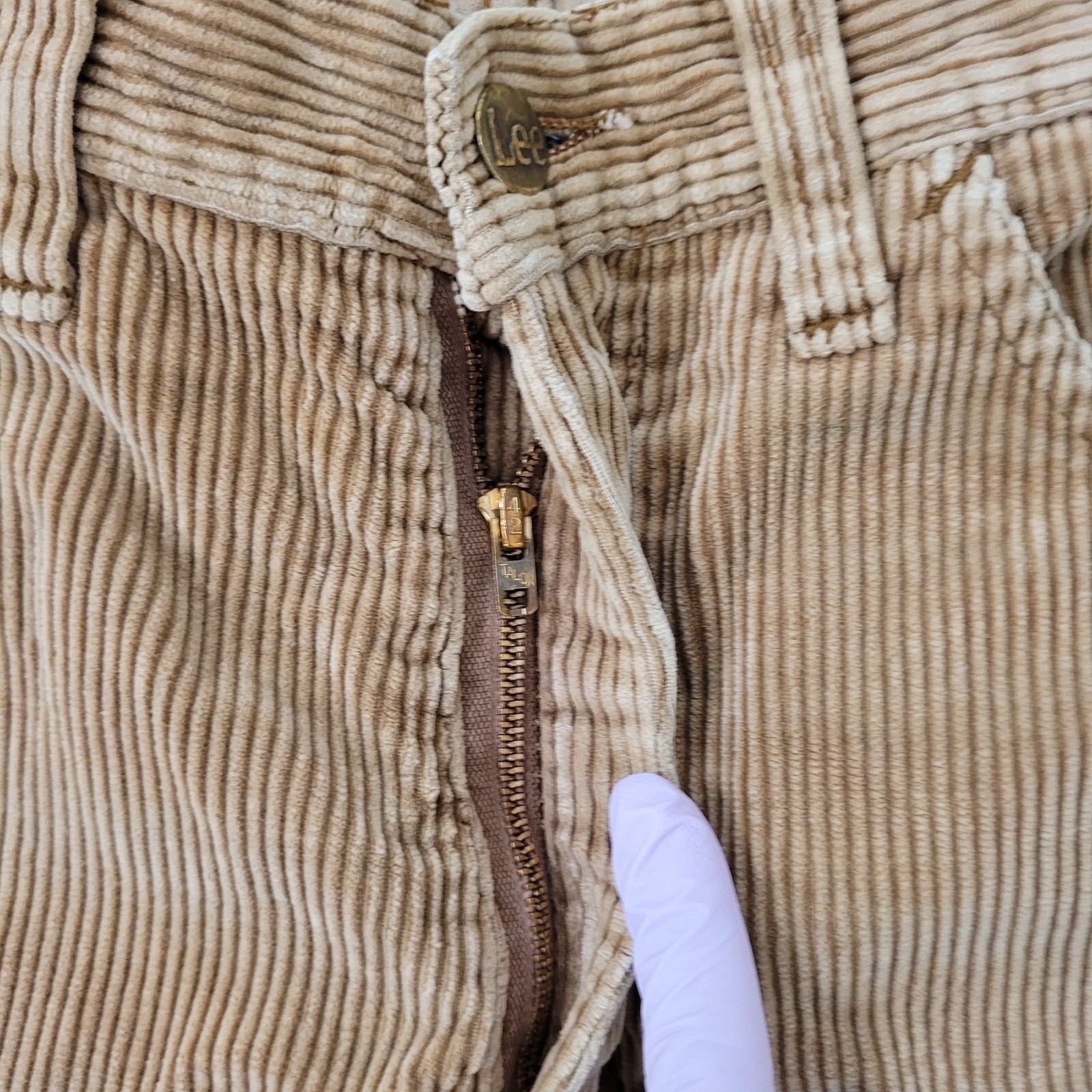 Vintage 80s LEE Corduroy Pants Womens 2/3 26x27 Khaki Brown