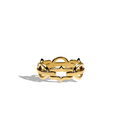 Alp Sagnak Ring 18K Yellow Gold N+N=E Mens 8 mm Band