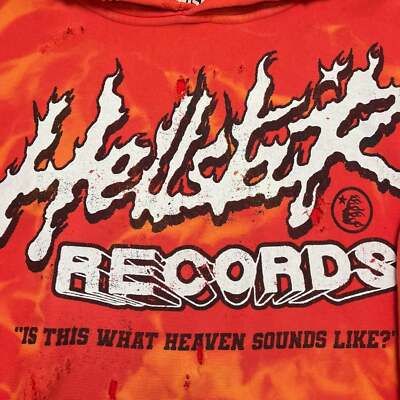 Pre-owned Hellstar Studios Records Hooded Sweatshirt Washed Red