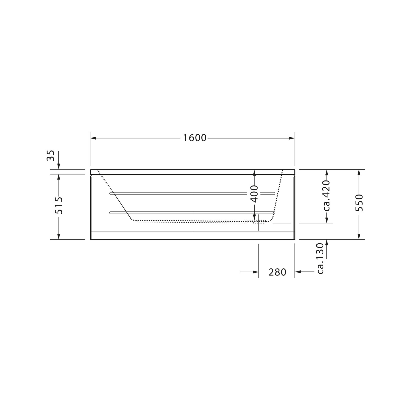 DURAVIT Badewanne D-Code 1600 x 700 mm Weiß Wanne mit Rückenschräge - Bild 7 von 7
