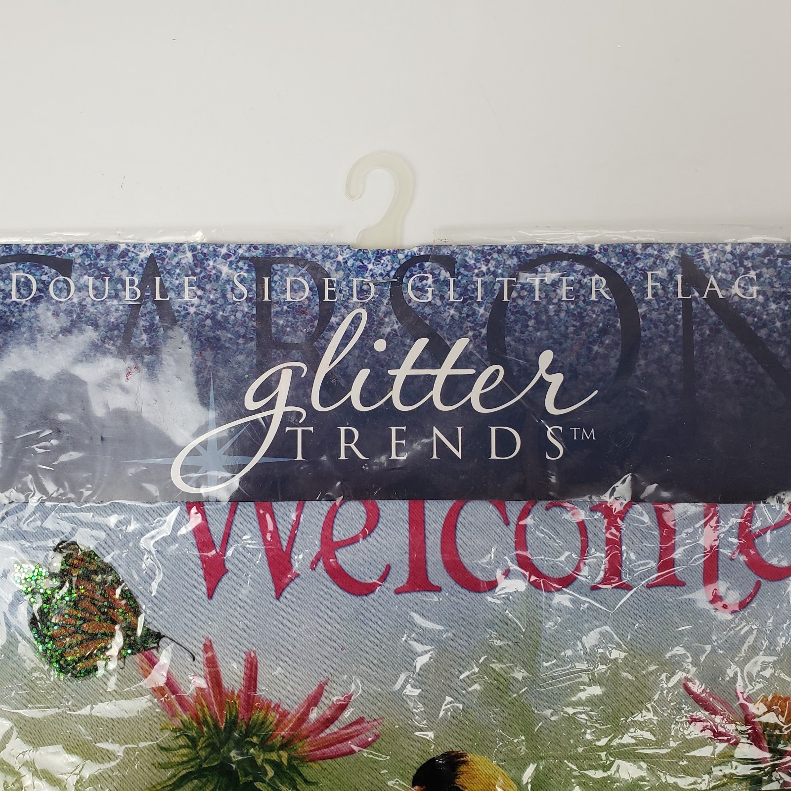 Carson Flag Trends Double Sided Coneflower & Finch Welcome Glitter Flag 13
