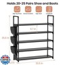 VILICK 5 Tier Shoe Rack with Hook and Side Pocket,Shoe Organizer Space Saver Storage for 20-25 Pair Shoe Storage Shelf Sturdy Free Standing Long Shoe Rack Organizer for Closet,Entryway,Small Spaces
