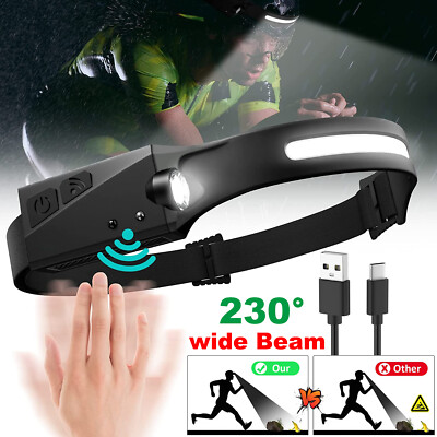 COB LED Motion Sensor Headlamp Torch Headlight Flashlight Mini Keychain Lights