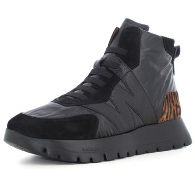 Pre-owned Wonders A24us Women High Sneakers A-2471 Trend I Black