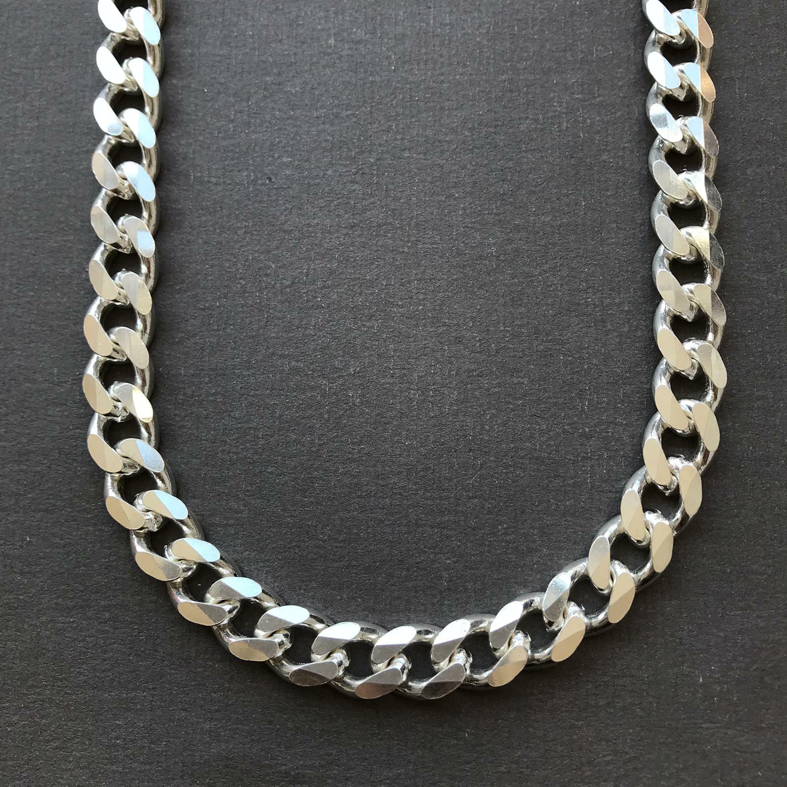 Pre-owned Handmade Mens Curb Cuban Chain Necklace Miami Hiphop 925 Sterling Silver 11mm 102gr 22"