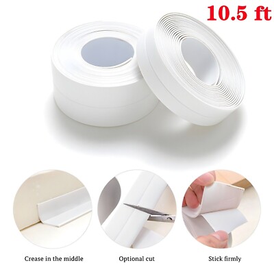 2PCS Kitchen Bathroom Toilet Corner PVC Tape Waterproof Sealing Anti Mold Proof
