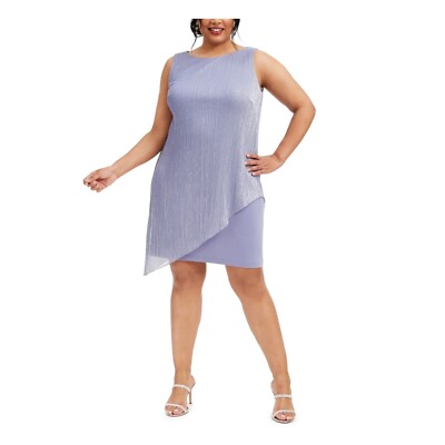 Connected Apparel Womens Plus 20W Soft Lilac Textured Cocktail Dress NWT DC82