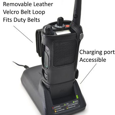 Motorola APX 8000 Carry Holder Case Turtleback, Black Leather Duty Belt Holster