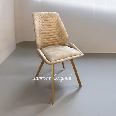 SEDIA MODERNA IMBOTTITA IN NABUK GAMBE METALLO COLORE ORO OPACO