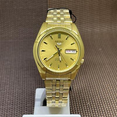 Pre-owned Seiko 5 Snk366k1 Automatic Gold Stainless Steel Analog Men's Casual Dress Watch