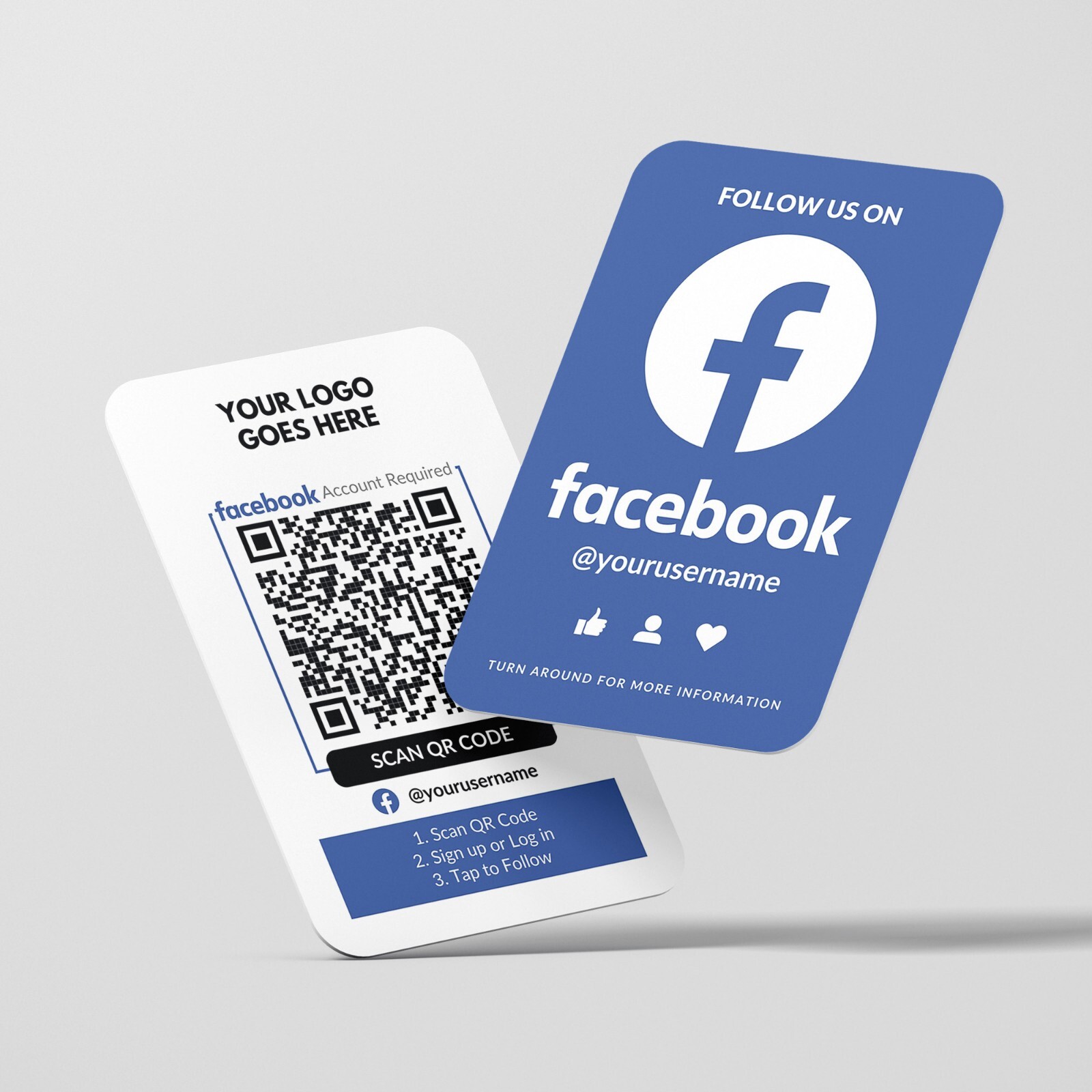 100 Business Cards with Facebook Business Card, Logo QR Code