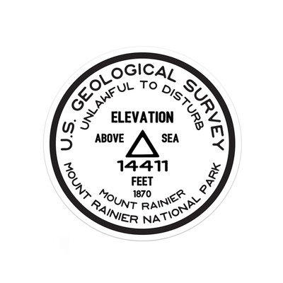 Mount Rainier National Park Sticker | Mount Rainier USGS Benchmark Sticker