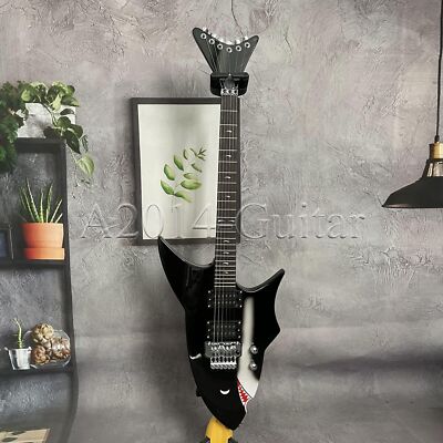 Solid Shark Electric Guitar Black 6 String Humbucker Pickups Floyd Rose Bridge