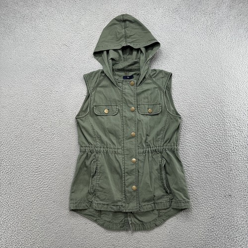 トップス hooded short vest - olive / pilot twill Gap Women's Hooded Anorak Utility Cinch Waist Ripstop Vest