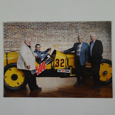4-Time Indianapolis 500 Winner Foyt Castroneves Unser Mears Postcard Marmon Wasp
