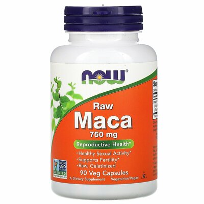 Now Foods Maca Raw 750 мг 90 вегетарианских капсул Гарантированное качество GMP, сырое, веганское,