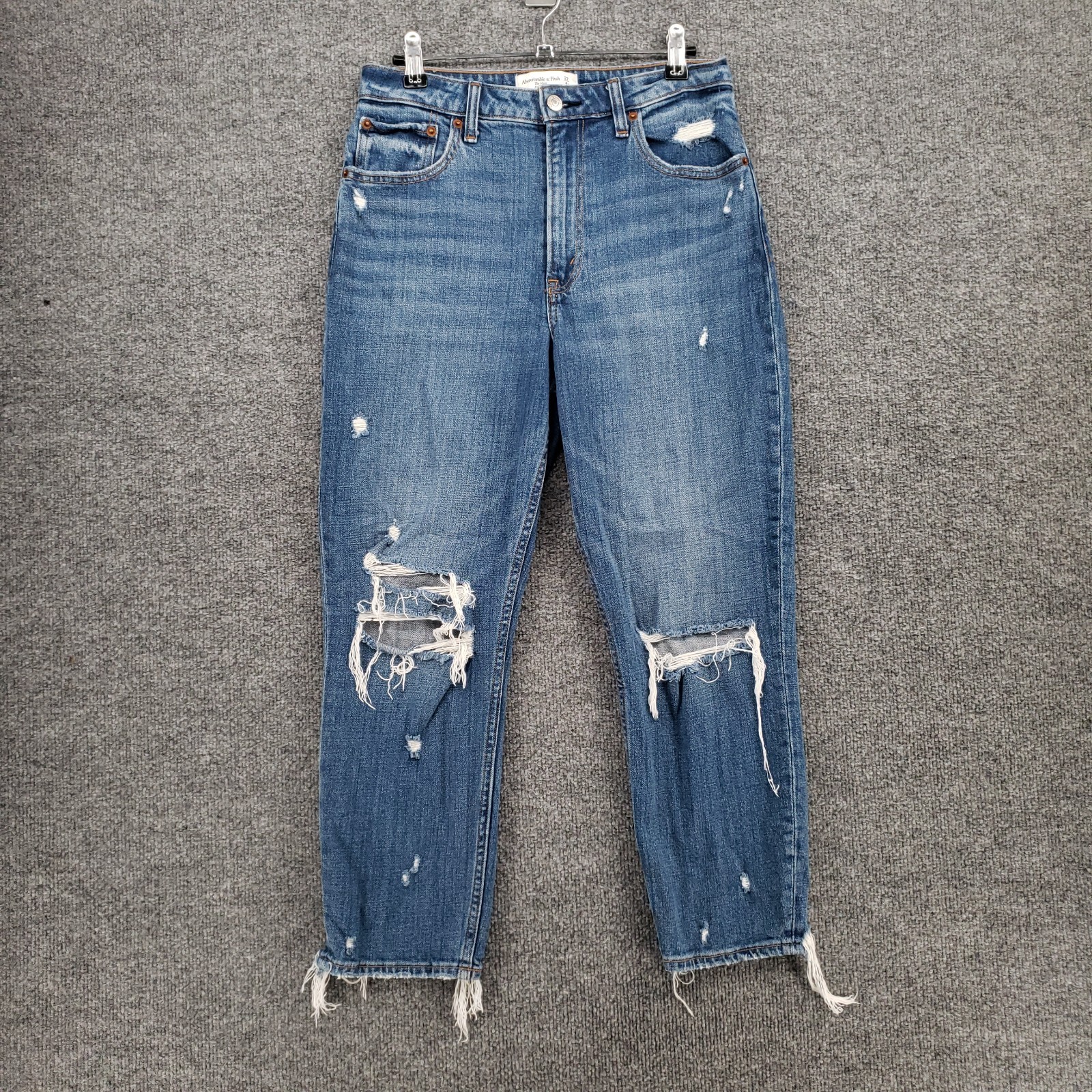 Abercrombie Fitch Jeans Womens 4 27 Blue Mom Hi Rise Curve Love Distressed Denim