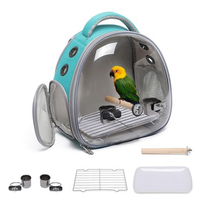 Bird Carrier Cage, Pet Travel Carrier Backpack with Standing Perch,Parrot Coc...