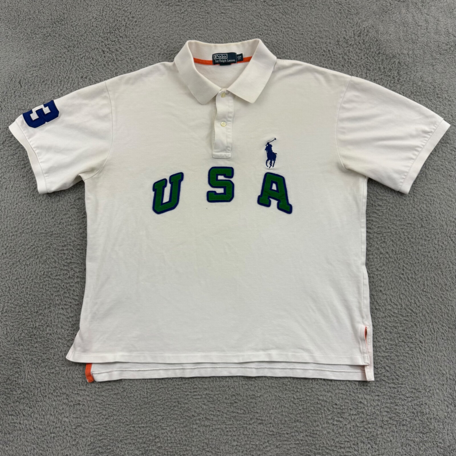 Vintage Polo Ralph Lauren Shirt Mens 2XB White USA Rugby 90s