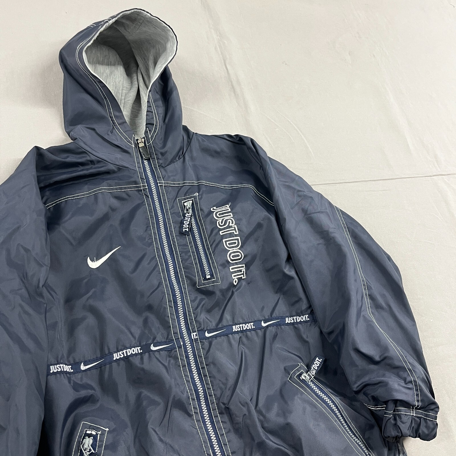 ウェア Vintage Nike Big Logo Reversible Jacket Vintage 90's Nike Reversible Jacket Big Logo Swoosh Navy Sz