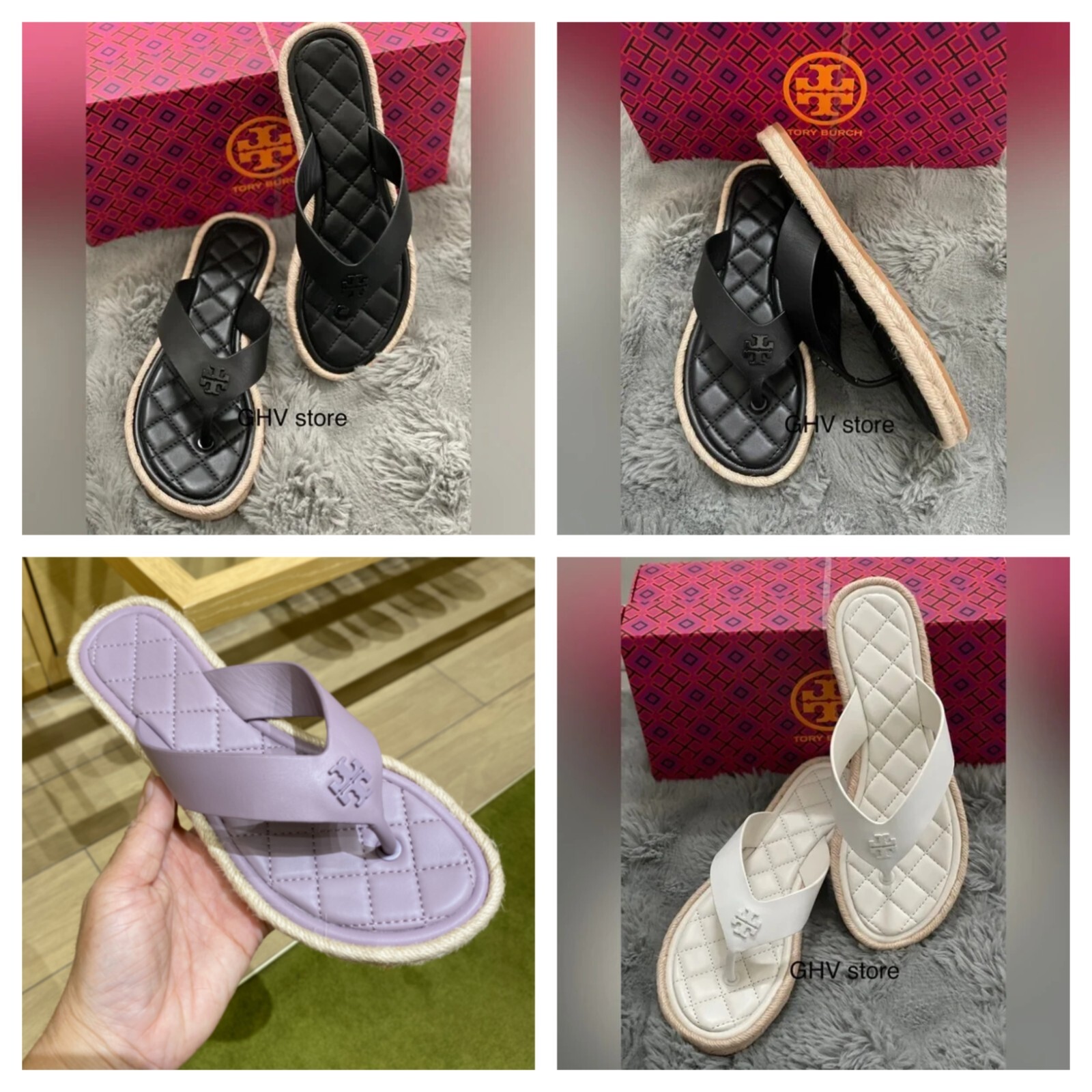 Tory Burch SALE シーサイド ミュール ESPADRILLE♪ Tory Burch Quilted Leather Espadrille Thong Sandal | eBay