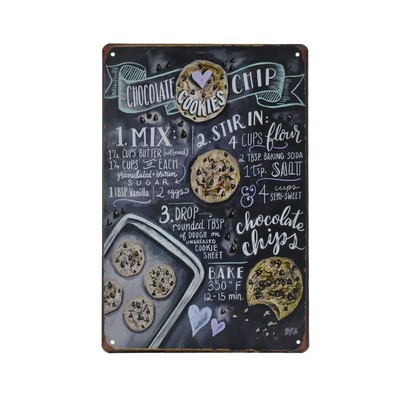 Food Vintage Tin Sign - Chocolate Chip Cookies Metel Sign - Wall Decor Wall S...