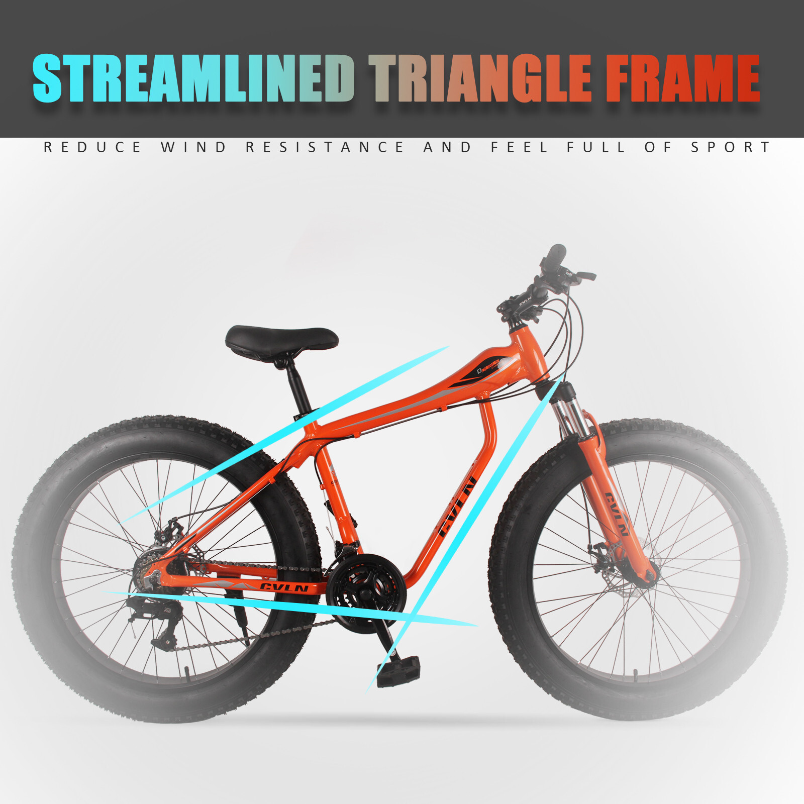 Fat Tire Bike For Mountain road, 26-Inch Wheels, 21-Speed, Aluminum Frame US