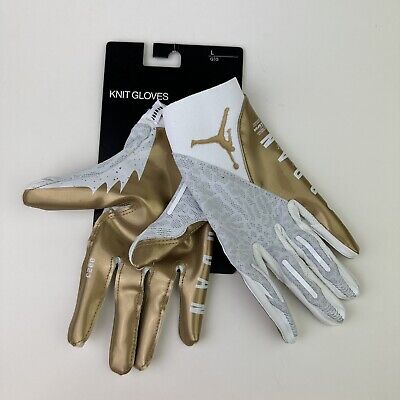 Nike Jordan Vapor Knit 4.0 White Gold Receiver Football Gloves Men's Size Large