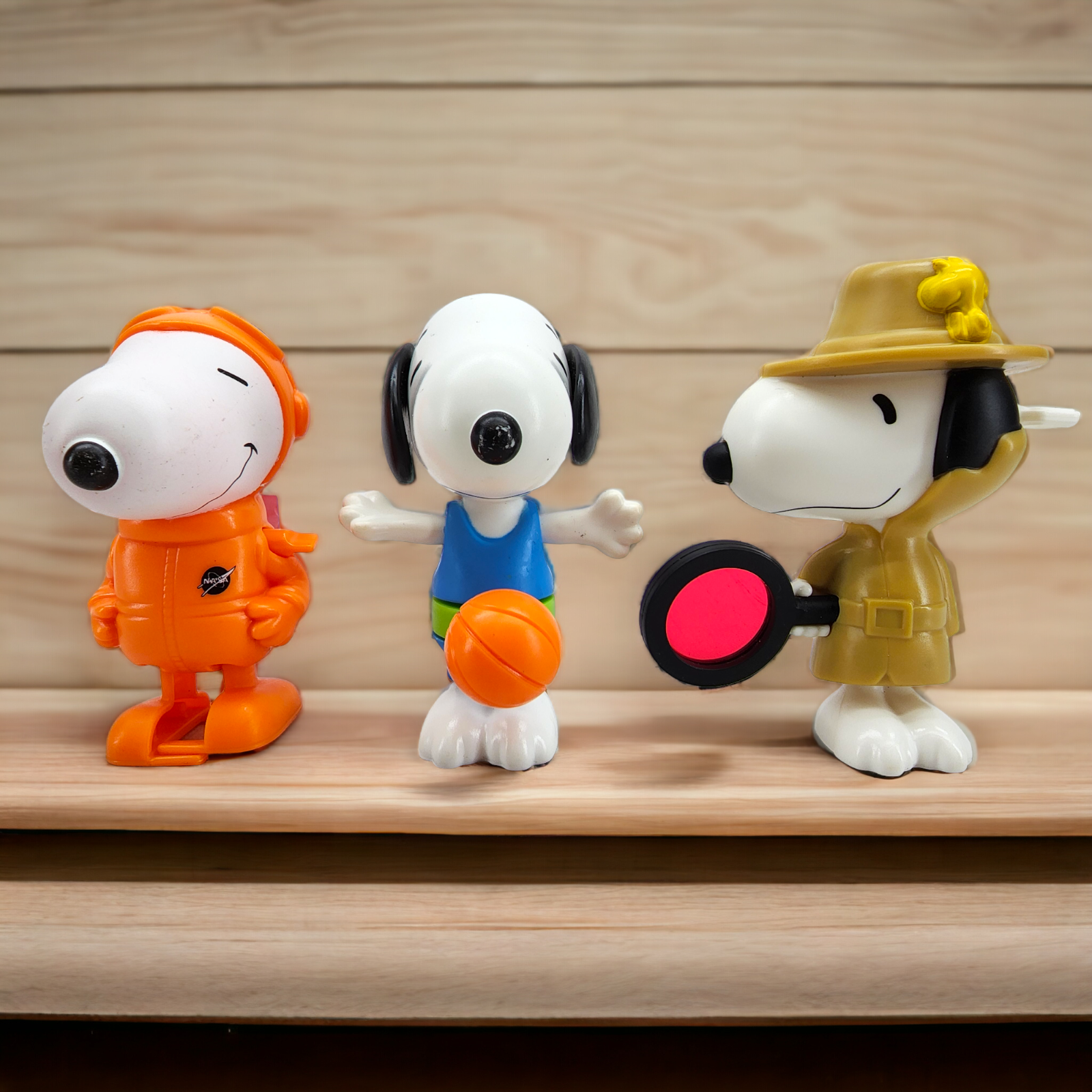 Lot of 3 Peanuts Snoopy Agent Basketball NASA McDonalds Happy Meal Toys 2018/19
