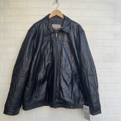 Excelled Men's Black Leather Jacket Button Up Size XL Excellent Condition