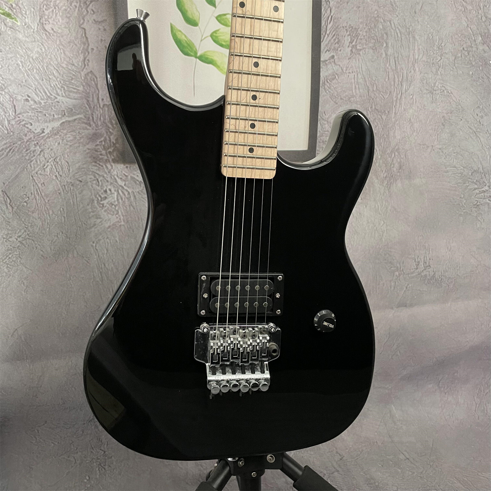 Unbranded Black Electric Guitar Gloss Finish Maple Neck H