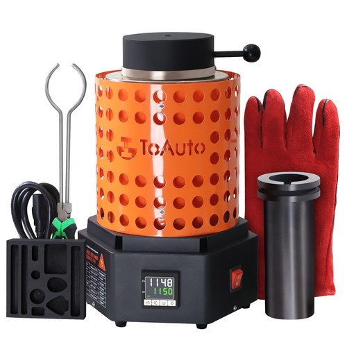 3KG Metal Melting Furnace Gold Silver Aluminum Copper Smelter w/Crucible 1800W