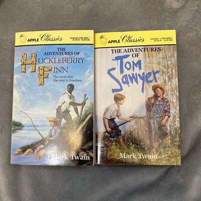 Lot Of 2 Mark Twain Apple Classics Tom Sawyer And Huckleberry Finn 