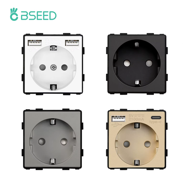 EU standard Socket DIY Parts White Plastic Materials For USB EU Wall Socket Inse